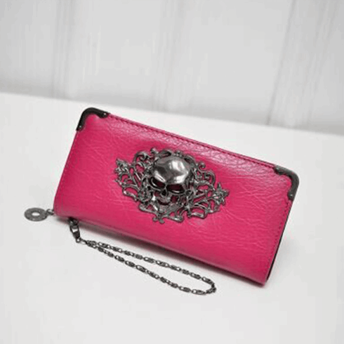 2021 Wallet Female Clutch Coin Purse Women PU Leather Wallet Long Zipper Closed Wallets Skull Flower Design Lady Purses