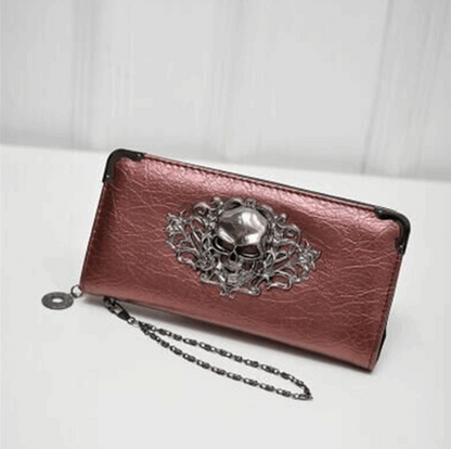 2021 Wallet Female Clutch Coin Purse Women PU Leather Wallet Long Zipper Closed Wallets Skull Flower Design Lady Purses