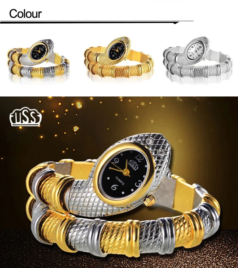 New CUSSI Snake Shaped Watch Fashion Luuxry Bracelet Watch Unique Design Women Dress Wristwatches Girl Relogio Feminino