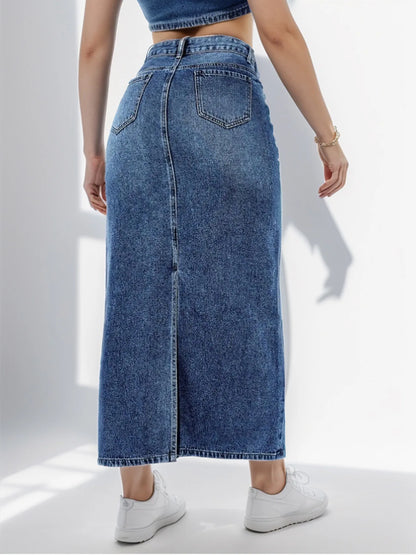 2024 Spring New Women's Ripped Denim Skirt Fashionable High Waist Slim Jeans Long Skirt Casual Ladies Clothing S-2XL