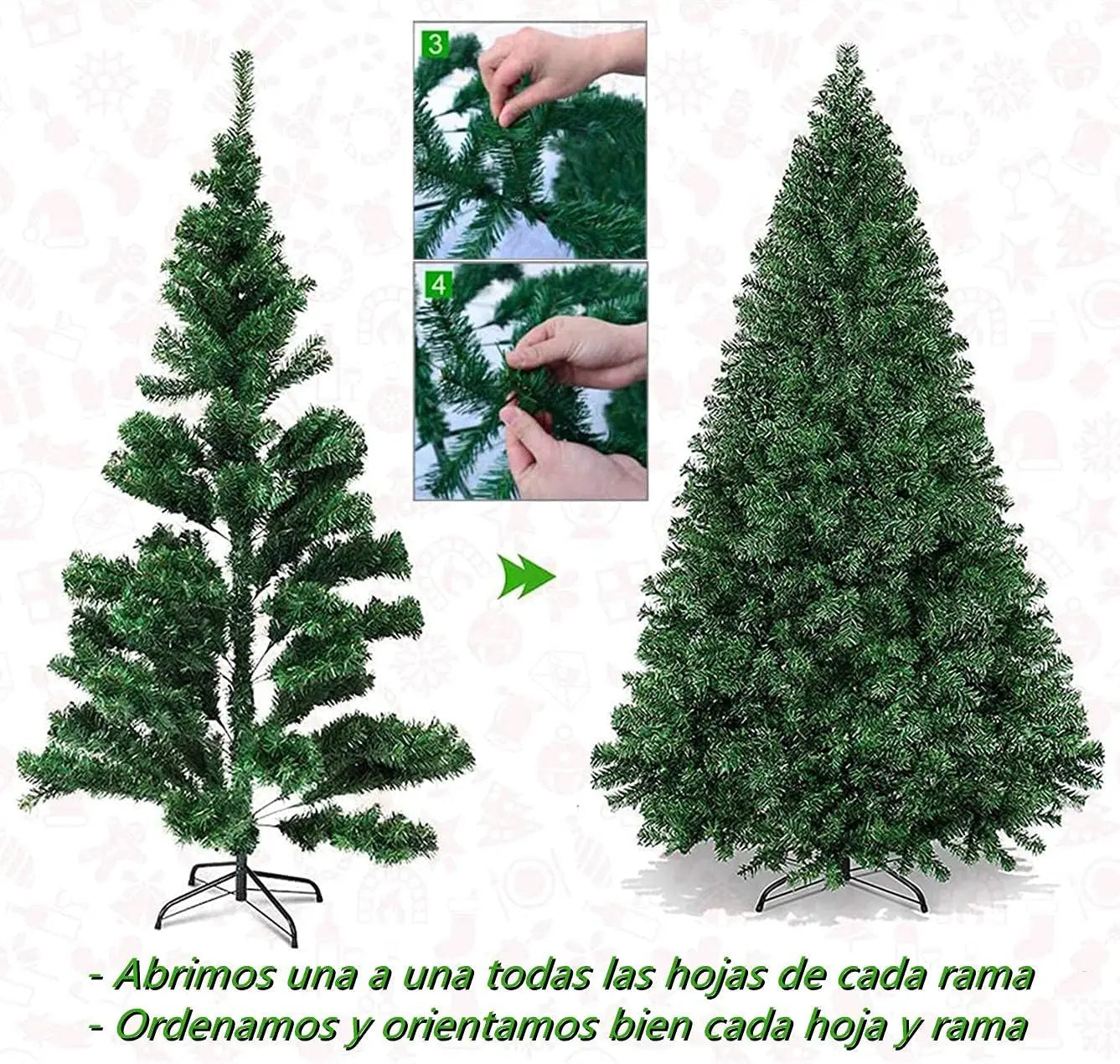 Christmas tree green Artificial fir Extra leaf filling foamm 60-240cm trees stand plastic/metallic