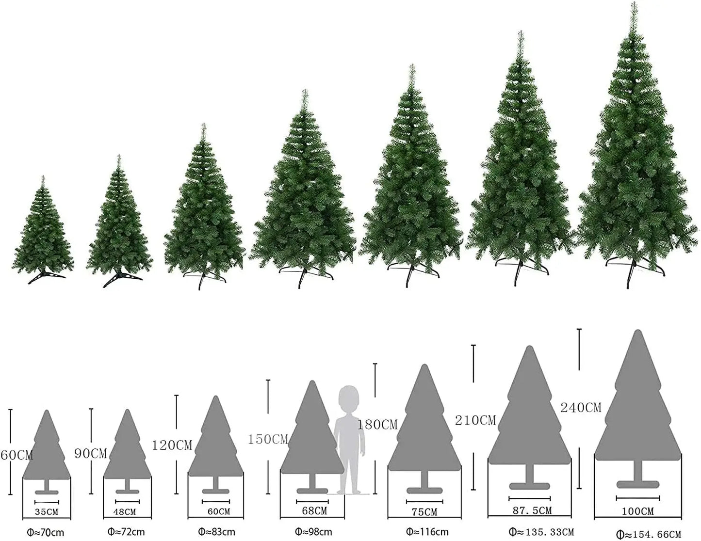 Christmas tree green Artificial fir Extra leaf filling foamm 60-240cm trees stand plastic/metallic