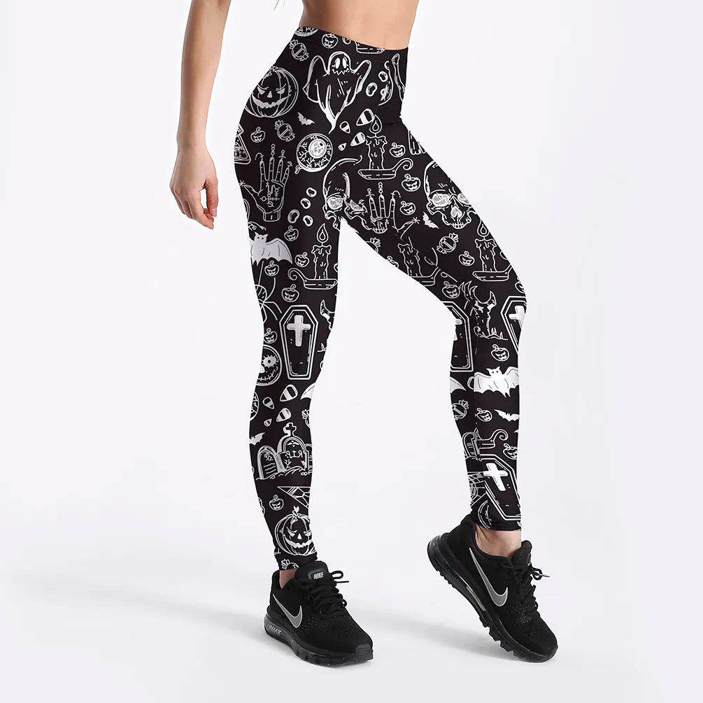 Leggings Halloween Day SEXY New Women's Legging Ghost Skull Pumpkin Palm Styles Digital Print Trousers Leggings