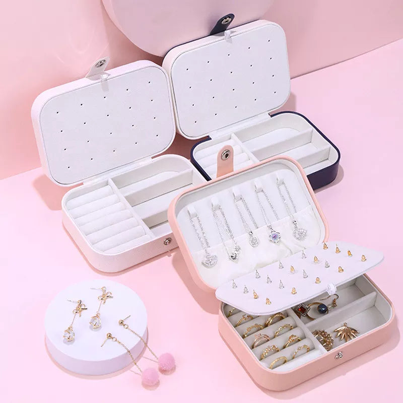 2022 Portable Jewelry Box Jewelry Organizer Display Travel Jewelry Case Boxes Button Leather Storage Zipper Jewelers Joyero