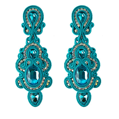 KpacoTa Soutache Handmade Dangle Earrings Women's jewelry Crystal Accessories Vintage long Hanging Earring 2020 trend white blue