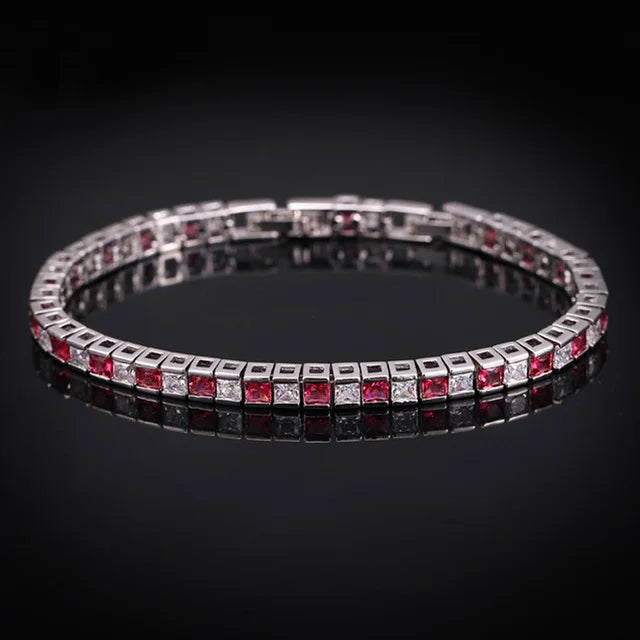 Pera Classic Women Jewelry Austrian Crystal Dark Blue CZ Big Square Silver Color Hand Bracelets Bangles for Christmas Gift B026