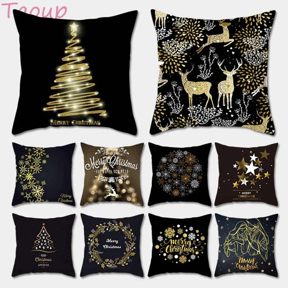 Taoup Gold Merry ChristmasTree Elk Garland Pillowcase Xmas Decor for Home Decor for Christmas Ornaments Xmas Noel New Year Gifts