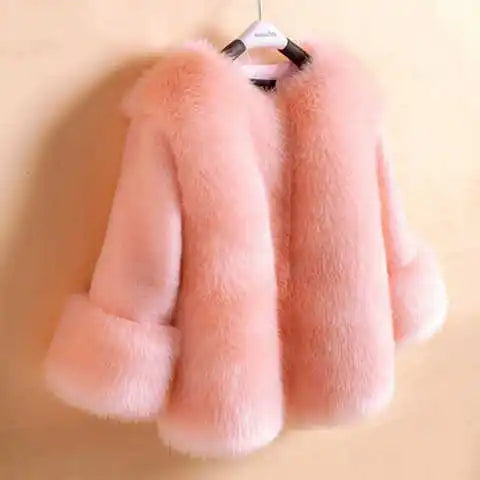 Baby Girls Faux Fur Coat Winter Children Girls Long Sleeve Christmas Jacket Warm Kids Girls Snow Coat Girls Outerwear Clothing