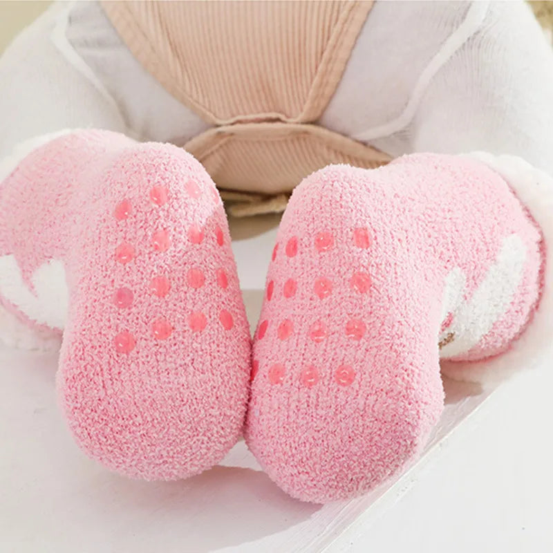 Cute Winter Baby Cartoon Christmas Socks Thicken Cotton Warm Newborn Kids Floor Sock Non-Slip Children Socks For 0-4 Years