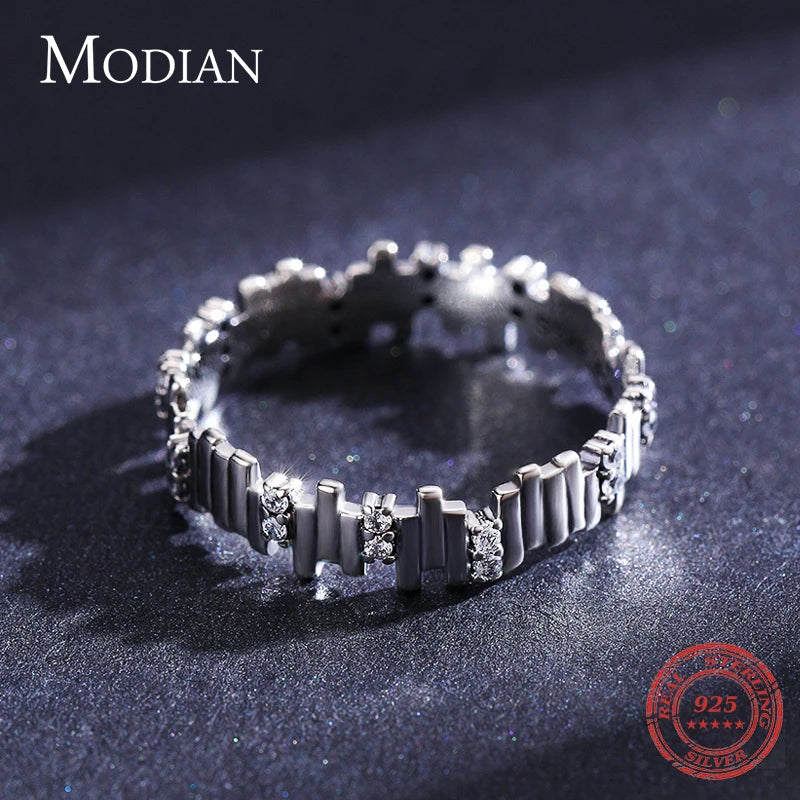 Modian Silver Rings Irregular Geometric Line Art Finger Rings for Women Genuine 925 Sterling Silver Fine Jewelry 2024