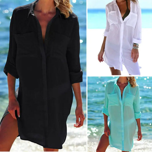 Women's Beach Tunics Women Swimsuit Cover-ups Woman Swimwear Beach Cover up Beachwear Mini Dress Saida de Praia