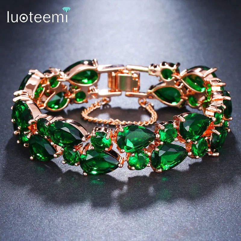 LUOTEEMI Top Quality Mona Lisa Multi-Color Zircon Bracelets & Bangles Fashion Jewelry Christmas Gift for Women