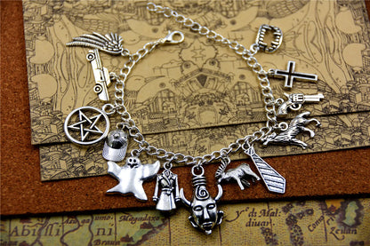 TV series inspired supernatural  charm bracelet wing car star hat ghost coat wolf  gun  cross  pendant bracelets