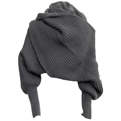 Unisex Fashion Knitted Scarf with Sleeves Long Wraps Shawls for Winter Autumn H9