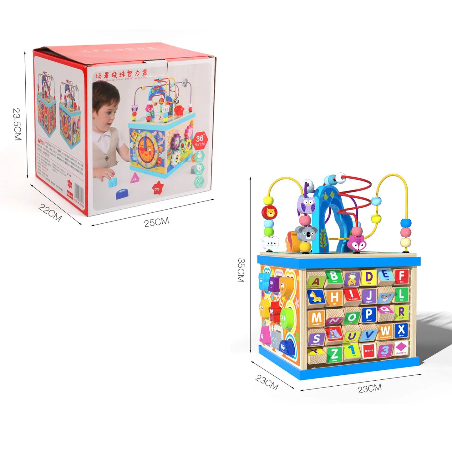 Wooden Bead Maze Activity Play Cube Activity Center Learn Puzzle Toy Colorful Wooden Bead Maze Roller Coaster Activity Cube Toys