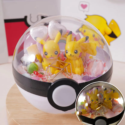 Anime Pokemon Ball Figures Pikachu Pokeball Bulbasaur Handcraft DIY Figures With LED Model Toys Brinquedos Christmas Model Toy