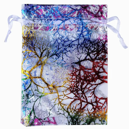 50pcs/Lot Drawable Colorful Tree Organza Packaging Bags 7x9cm 9x12cm 10x15cm 13x18cm Wedding Christmas Gift Jewelry Pouches