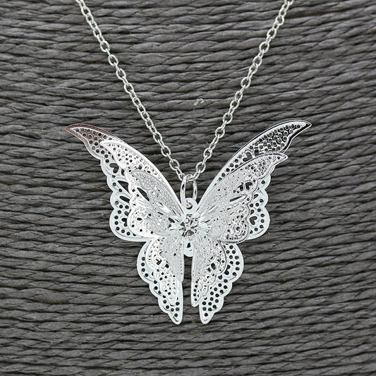 Wholesale New Fashion Women's Jewelry Butterfly Pendant & Necklace Chain Women Lovely Butterfly Pendant Chain Necklace Jewelry