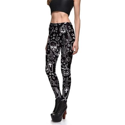 Leggings Halloween Day SEXY New Women's Legging Ghost Skull Pumpkin Palm Styles Digital Print Trousers Leggings