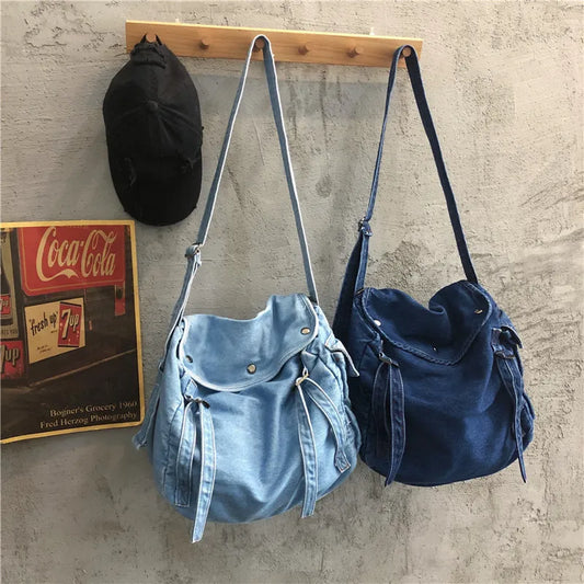 Women Denim Blue Shoulder Bag New Design Brand Female Canvas Jeans Tote Handbags Large Vintage Crossbody Travel Mochila