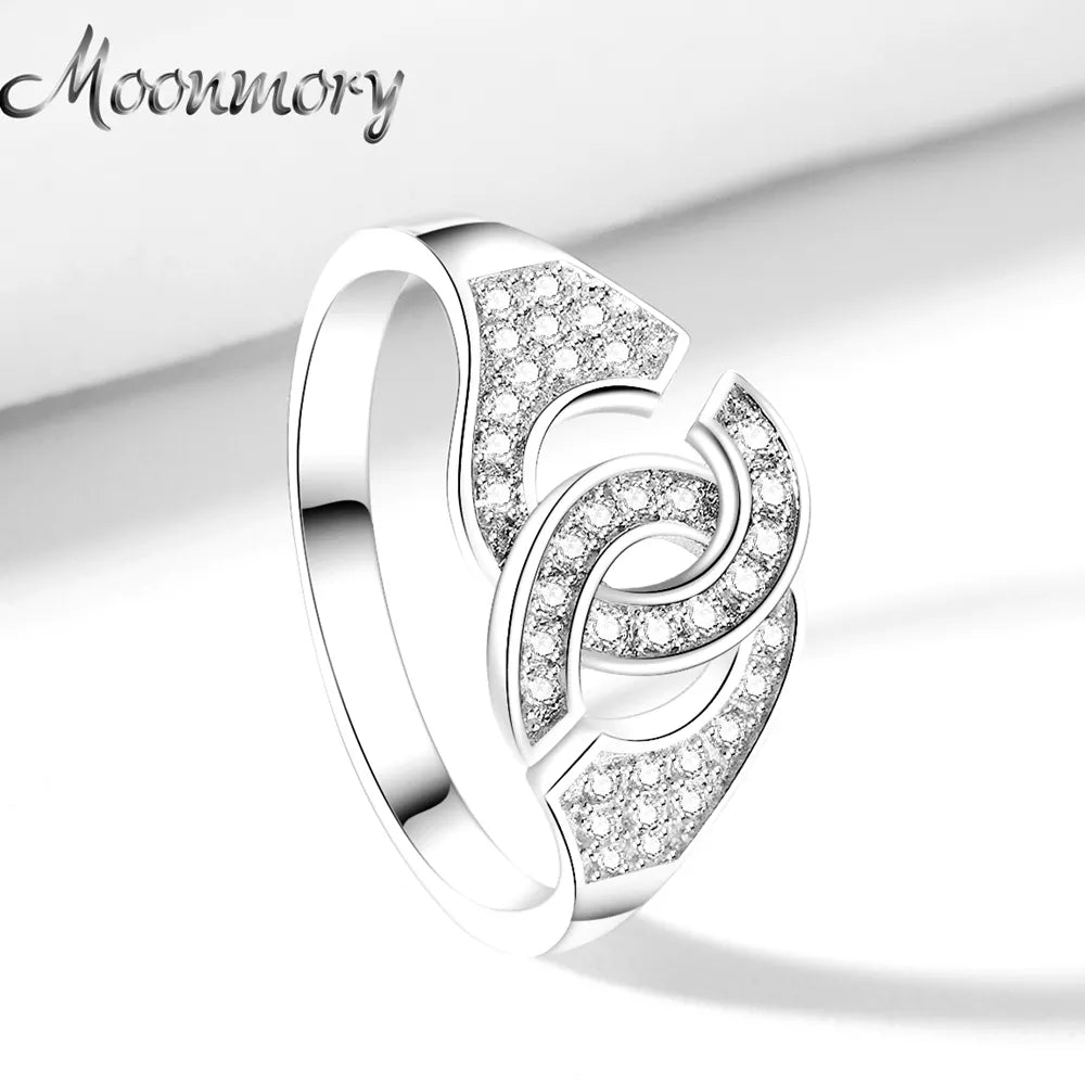 Moonmory 925 Sterling Silver Handcuff Ring For Women and Man French Popular Handcuff Shape Ring Sterling Silver Jewelry Making