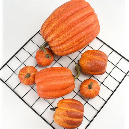 7PCS Simulation Pumpkin Model Artificial Pumpkin Decoration For Thanksgiving Halloween Foam Fake Pumpkins Vegetable Decor Craft