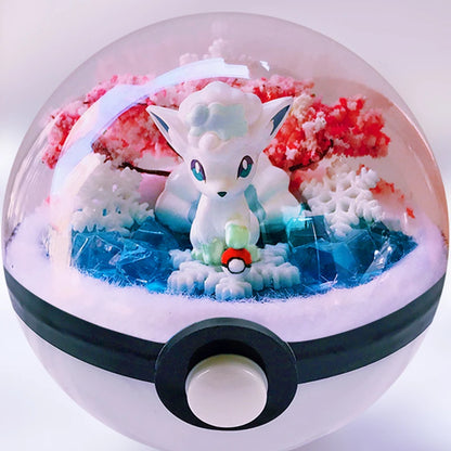 Anime Pokemon Ball Figures Pikachu Pokeball Bulbasaur Handcraft DIY Figures With LED Model Toys Brinquedos Christmas Model Toy