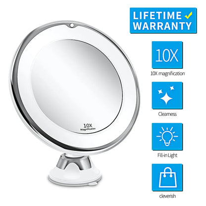 Flexible Makeup Mirror 10x Magnifying Mirrors with 14 Led Lighted Touch Screen