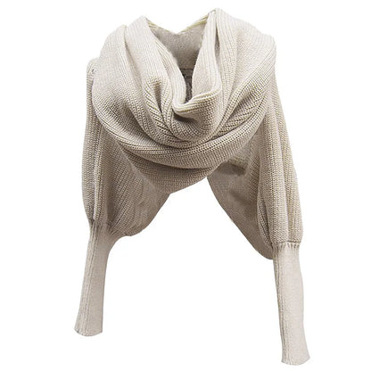 Unisex Fashion Knitted Scarf with Sleeves Long Wraps Shawls for Winter Autumn H9