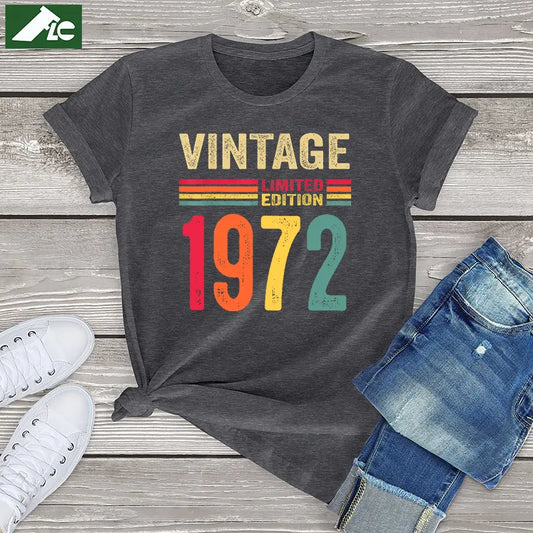 50 Year Old Gifts Vintage 1972 Limited Edition 50th Birthday T Shirt Cotton women's Tops Fashion Unisex Casual Female T Shirt