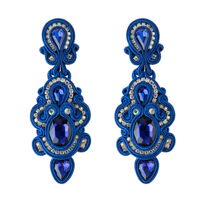 KpacoTa Soutache Handmade Dangle Earrings Women's jewelry Crystal Accessories Vintage long Hanging Earring 2020 trend white blue