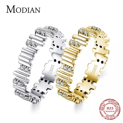 Modian Silver Rings Irregular Geometric Line Art Finger Rings for Women Genuine 925 Sterling Silver Fine Jewelry 2024