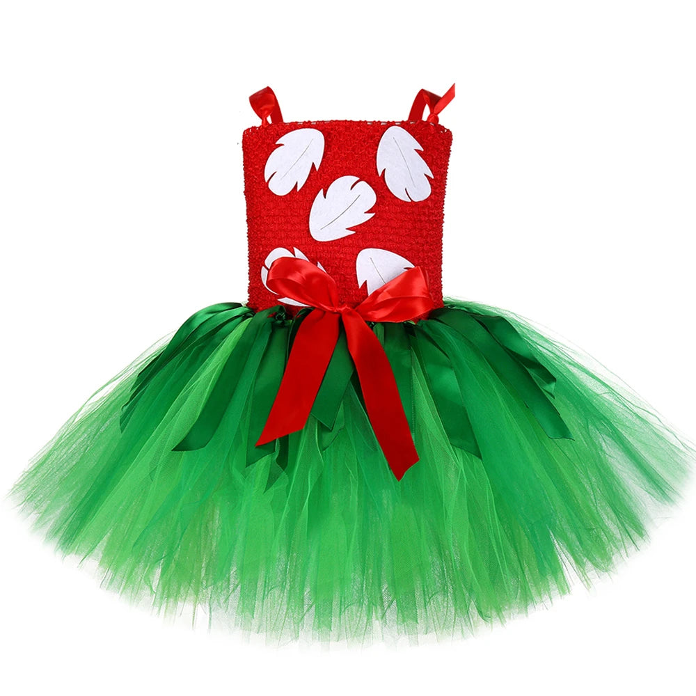 Lilo Tutu Dress for Baby Girl Christmas Halloween Costume Kids Hawaiian Dresses for Girls Party Princess Outfits with Garland