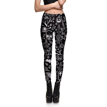 Leggings Halloween Day SEXY New Women's Legging Ghost Skull Pumpkin Palm Styles Digital Print Trousers Leggings