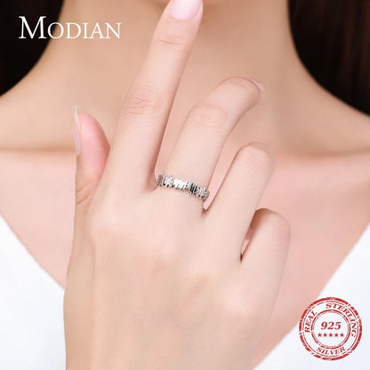 Modian Silver Rings Irregular Geometric Line Art Finger Rings for Women Genuine 925 Sterling Silver Fine Jewelry 2024