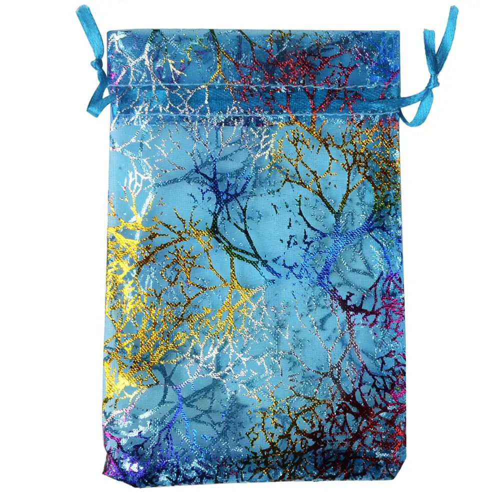 50pcs/Lot Drawable Colorful Tree Organza Packaging Bags 7x9cm 9x12cm 10x15cm 13x18cm Wedding Christmas Gift Jewelry Pouches