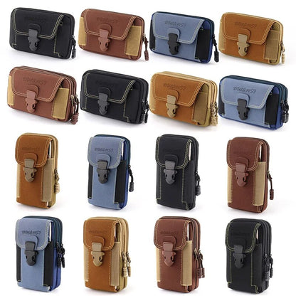 Universal 7'' Waterproof Multifunctional Canvas Mobile Phone Bag Outdoor Traval Bag for Men Man Waist Belt Phone Pouch Holder