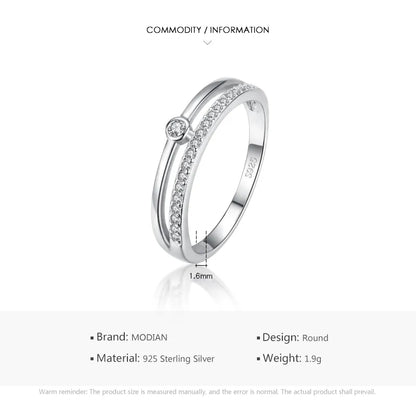 Modian Real 925 Sterling Silver Line Fashion Clear CZ Rings For Women Luxury Jewelry 2021 Wedding Accessories Gift With Box