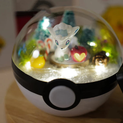 Anime Pokemon Ball Figures Pikachu Pokeball Bulbasaur Handcraft DIY Figures With LED Model Toys Brinquedos Christmas Model Toy