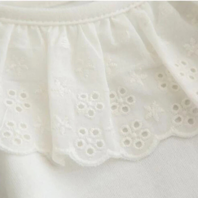 Kids White Shirts For Baby Girl Long Sleeve Ruffle Doll Collar Girls Blouses Autumn Children School Clothes Toddler lace shirt