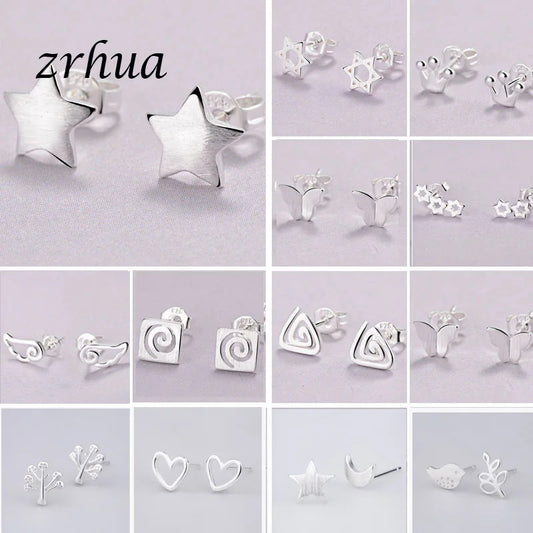 Newest 925 Sterling Silver Needle Women's Jewelry Cute Chic Stud Earrings for School Girls Kids Lady Birthday Gifts S925 Stamp