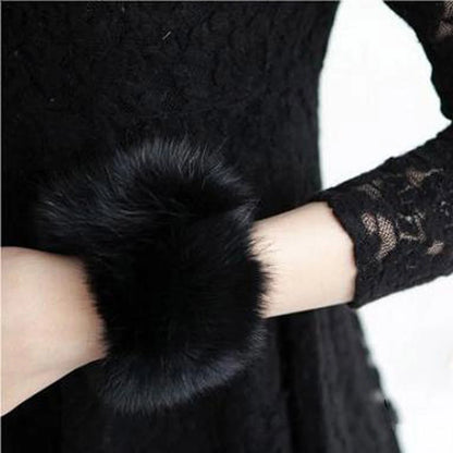 1 Pair Winter Warm Women Arm Warmer Faux Fur Soft Elastic Wrist Slap On Cuffs Arm Warmer Plush Thicken Accessories Gray White