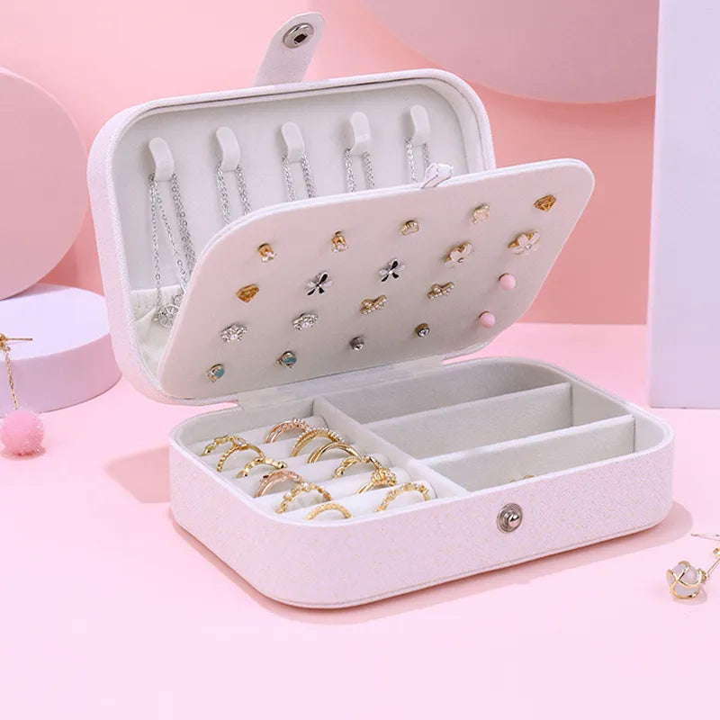 2022 Portable Jewelry Box Jewelry Organizer Display Travel Jewelry Case Boxes Button Leather Storage Zipper Jewelers Joyero