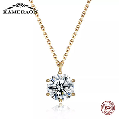 Kameraon 2020 New 925 Sterling Silver Pendants Necklace For Women's Jewelry Lab Diamond metal Gold/Silver Necklace Wedding