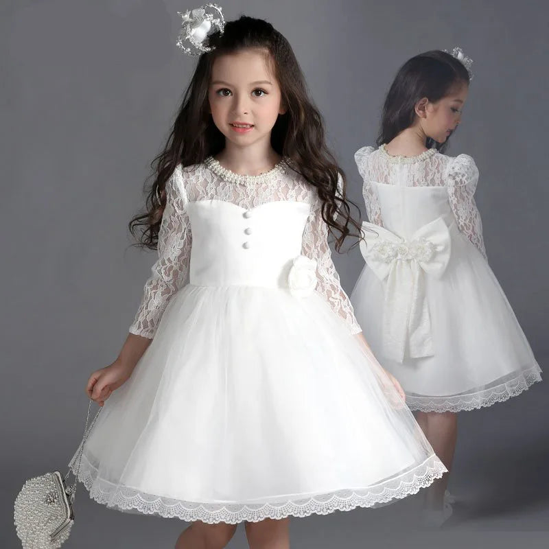 Princess Girls Lace Flower Wedding Party Dresses Children Kids Elegant Ball Gown Dress Vestidos Baby Christmas Children Clothing