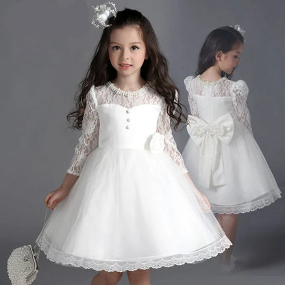 Princess Girls Lace Flower Wedding Party Dresses Children Kids Elegant Ball Gown Dress Vestidos Baby Christmas Children Clothing