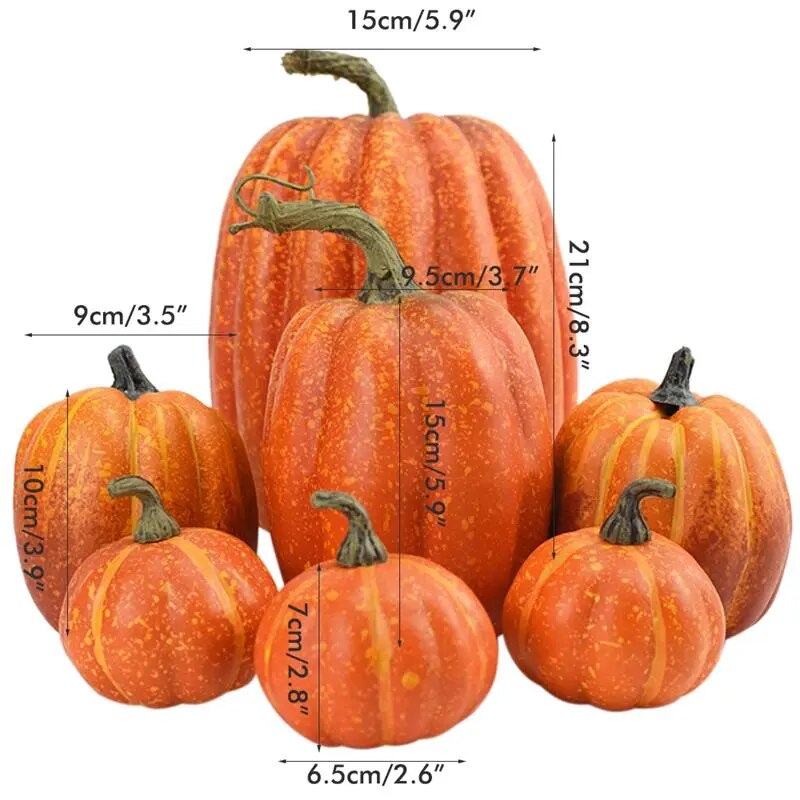 7PCS Simulation Pumpkin Model Artificial Pumpkin Decoration For Thanksgiving Halloween Foam Fake Pumpkins Vegetable Decor Craft