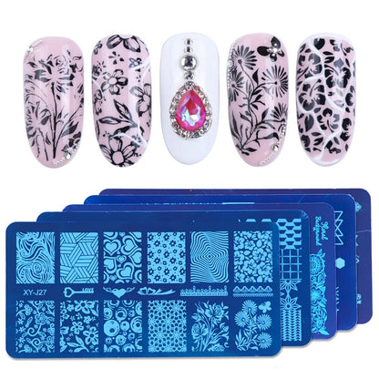 New Nail Art Stamping Plates Stencils Lace Flowers Beauty Stamp Polish Printing Halloween Nail Art Templates Manicure TRXYJ17-32