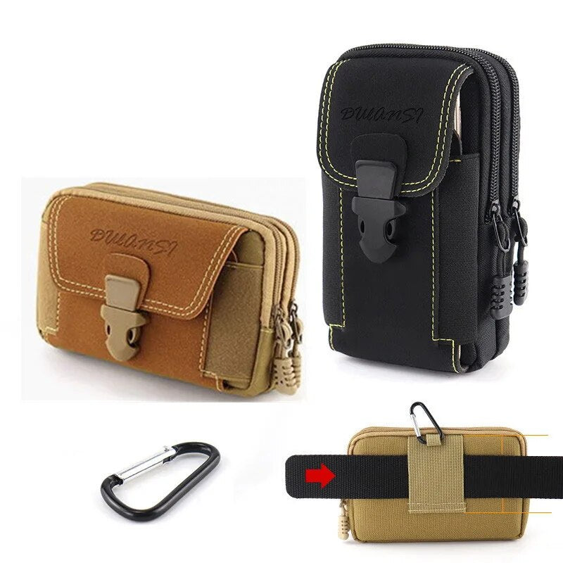 Universal 7'' Waterproof Multifunctional Canvas Mobile Phone Bag Outdoor Traval Bag for Men Man Waist Belt Phone Pouch Holder