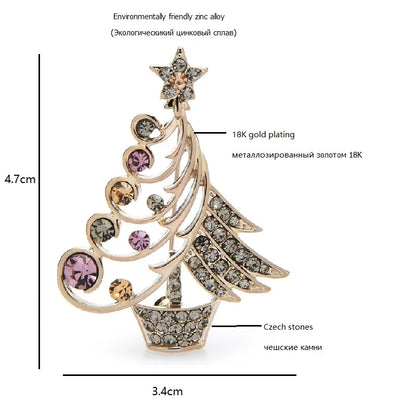 Rhinestone Christmas Tree Brooches 2-color